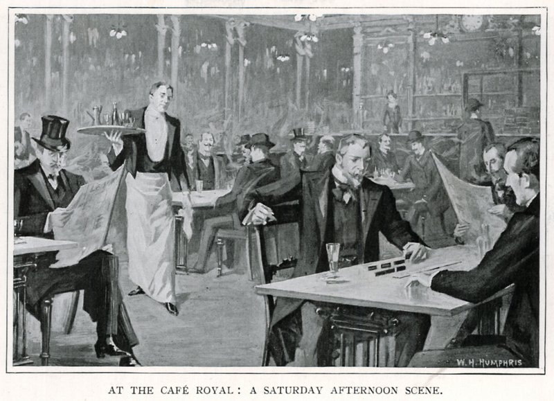 At the Cafe Royal: A Saturday Afternoon Scene, c.1900 (litho) od William Henry Humphris