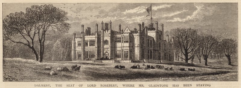 Dalmeny, sídlo lorda Roseberyho, kde pobýval pan Gladstone od William Henry James Boot
