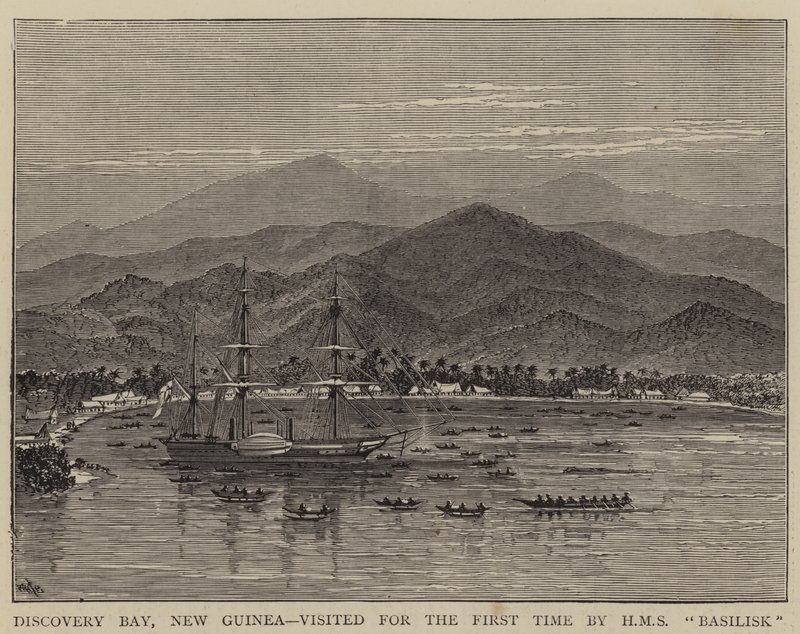 Discovery Bay, Nová Guinea, poprvé navštívil HMS Basilisk od William Henry James Boot
