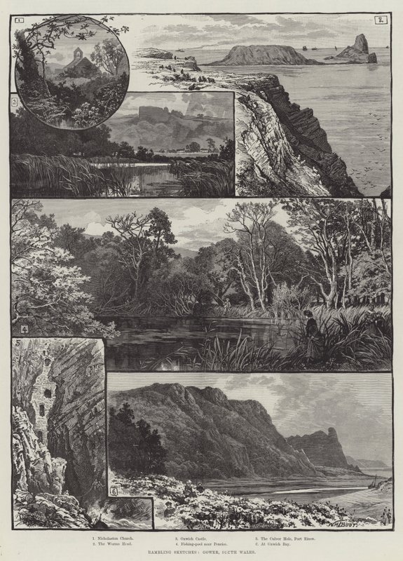 Rambling Sketches, Gower, Jižní Wales od William Henry James Boot