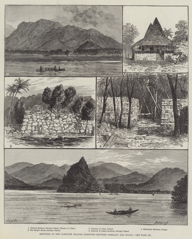 Náčrtky na Caroline Islands, sporné mezi Německem a Španělskem od William Henry James Boot