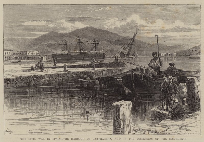 Občanská válka ve Španělsku, Carthagenský přístav, nyní v držení povstalců od William Henry James Boot