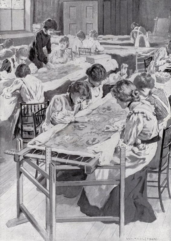Studenti Royal School of Art Needlework Vyšívání královského korunovačního roucho od William Henry Margetson