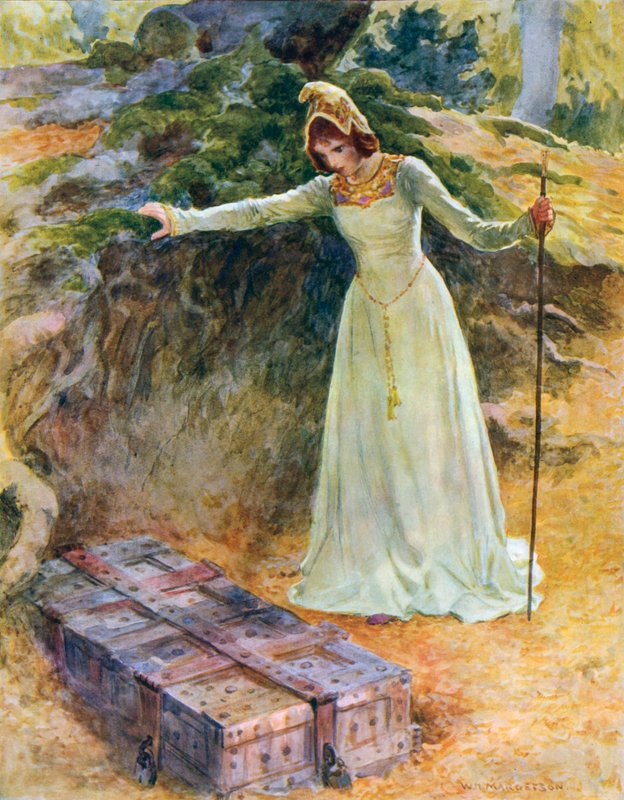 Princezna přišla k železné truhle od William Henry Margetson