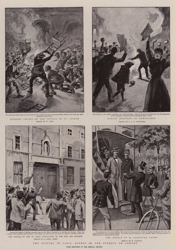 Nepokoje v Paříži, scény v ulicích v neděli od William Henry Pike
