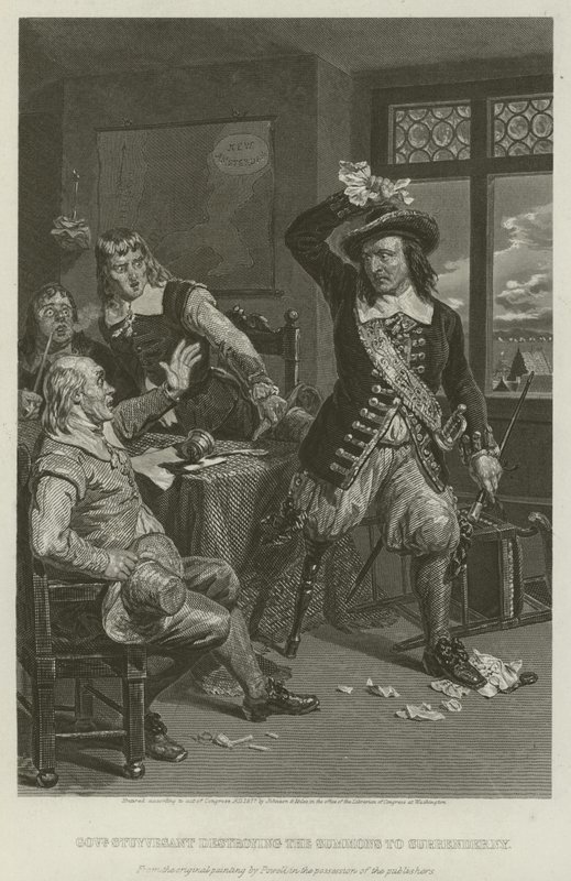 Guvernér Stuyvesant ničí výzvu ke vzdání se New Yorku, 1664 od William Henry Powell