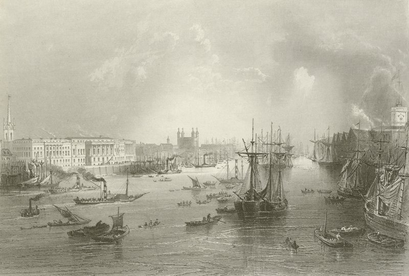 Londýnský přístav od William Henry after Bartlett