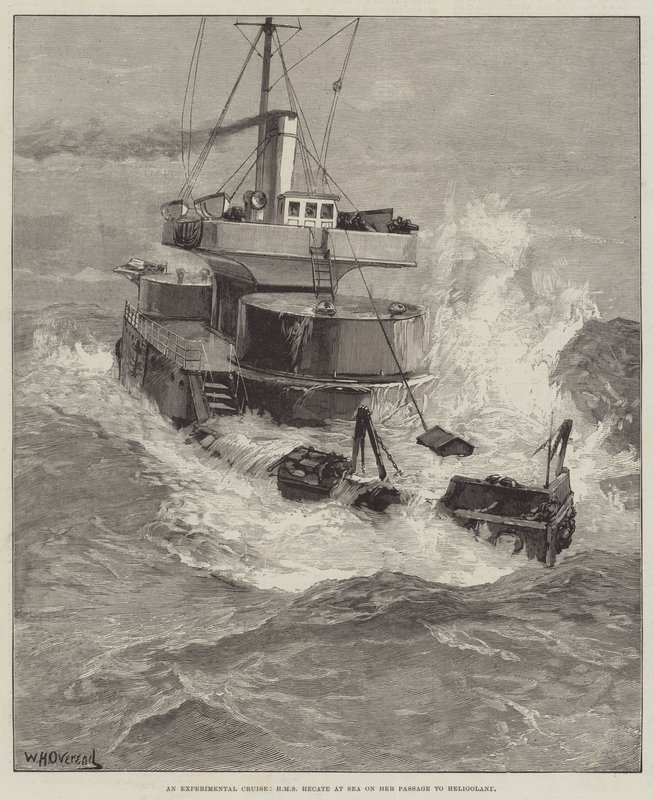 Experimentální plavba, HMS Hecate na moři na její cestě na Helgoland od William Heysham Overend