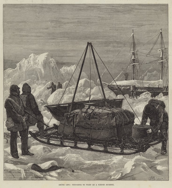 Arctic Life, příprava na cestu na saních od William Heysham Overend