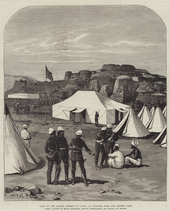 Tábor britské mise v Kábulu v Jumroodu poblíž průsmyku Khyber od William Heysham Overend
