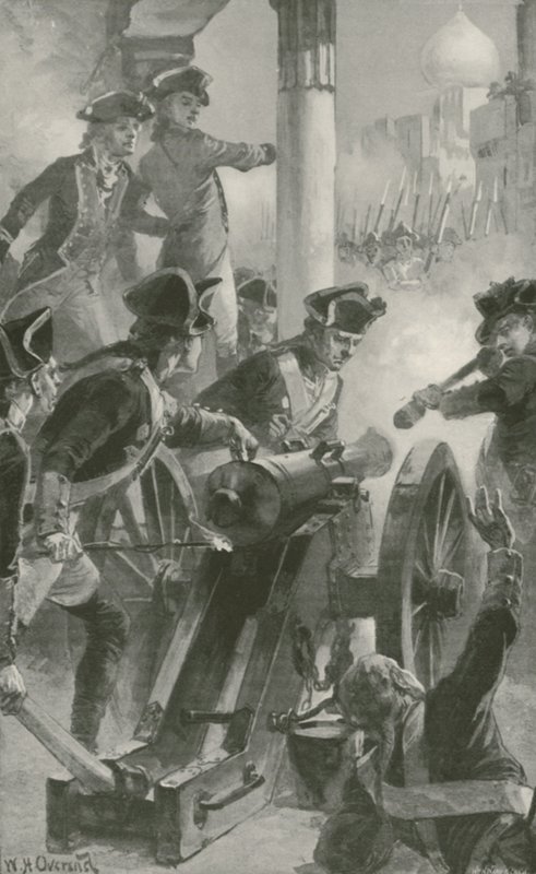 Clive drží město a pevnost Arcot proti Francouzům a jejich spojencům od William Heysham Overend