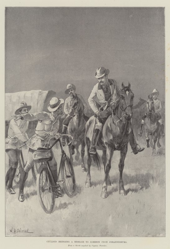 Cyklisté přinášející zprávu Jamesonovi z Johannesburgu od William Heysham Overend