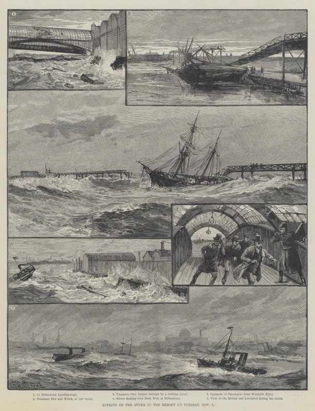 Účinky bouře v Mersey v úterý 1. listopadu od William Heysham Overend