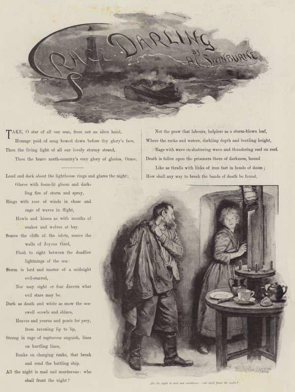 Grace Darling, A C Swinburne od William Heysham Overend