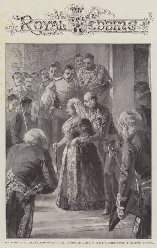 Její Veličenstvo královnu doprovodil do kaple Buckinghamského paláce princ Christian Victor ze Šlesvicka-Holštýnska od William Heysham Overend