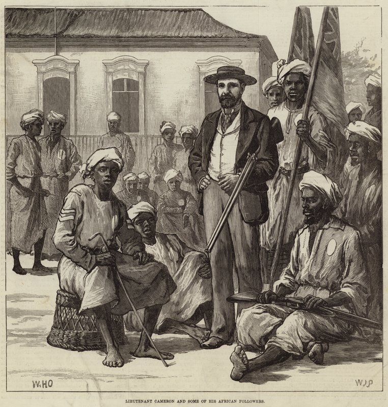 Poručík Cameron a někteří z jeho afrických následovníků od William Heysham Overend