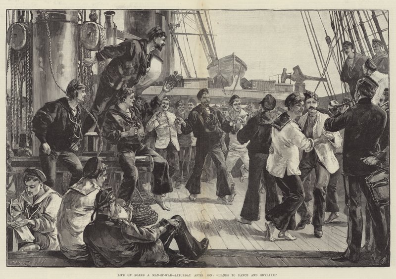 Life on Board a Man-of-War, Sobotní odpoledne, Hands to dance a Skylark od William Heysham Overend