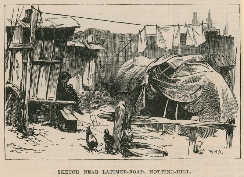 Sketches of Gipsy Life; Skica poblíž Latimer Road, Notting Hill od William Heysham Overend
