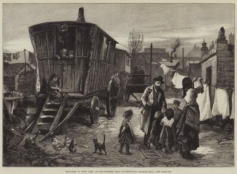 Sketches of Gipsy Life, tábořiště poblíž Latimer-Road, Notting-Hill od William Heysham Overend