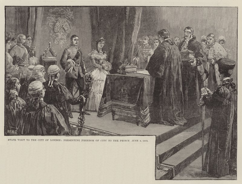 Státní návštěva londýnské City, předání svobody města princi, 8. června 1863 od William Heysham Overend