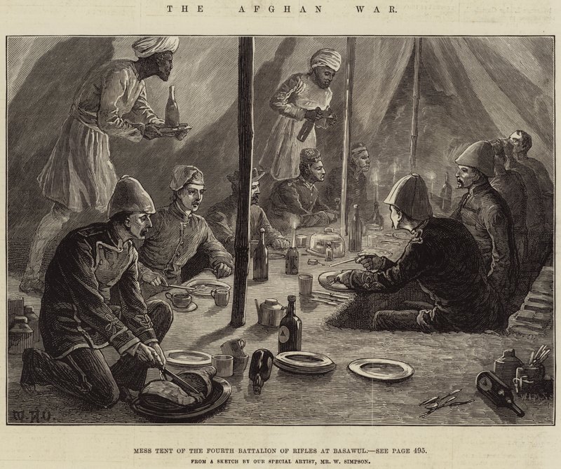 Afghánská válka, stan čtvrtého střeleckého praporu v Basawulu od William Heysham Overend