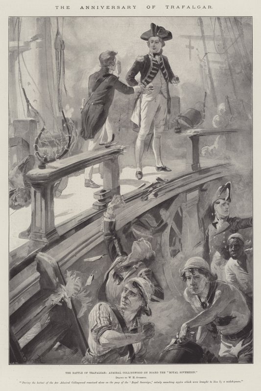 Výročí Trafalgaru, bitva o Trafalgar, admirál Collingwood na palubě Royal Sovereign od William Heysham Overend