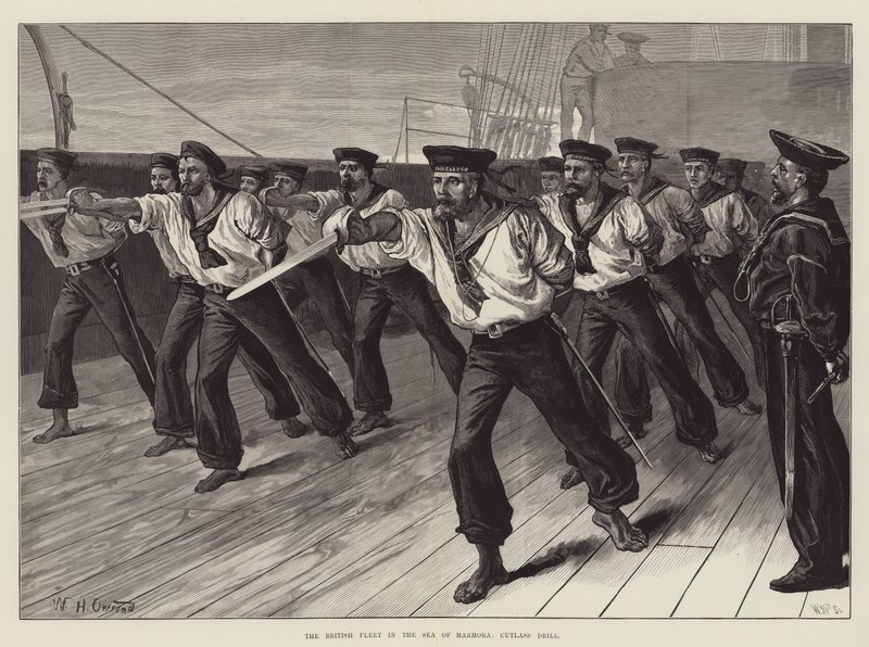 Britská flotila v Marmorském moři, Cutlass Drill od William Heysham Overend