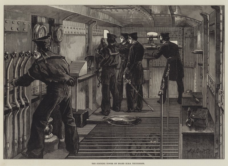 Velitelská věž na palubě HMS Thunderer od William Heysham Overend