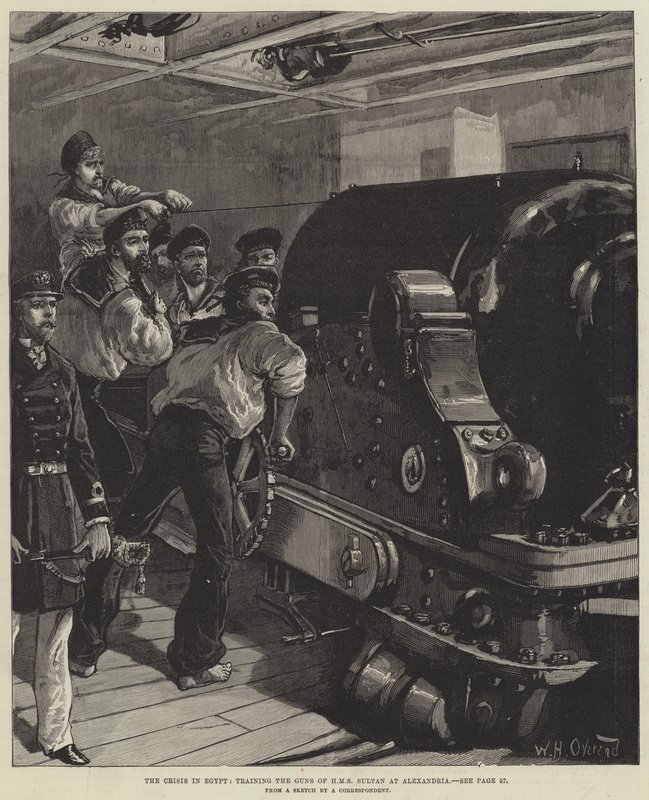 Krize v Egyptě, výcvik zbraní HMS Sultan v Alexandrii od William Heysham Overend
