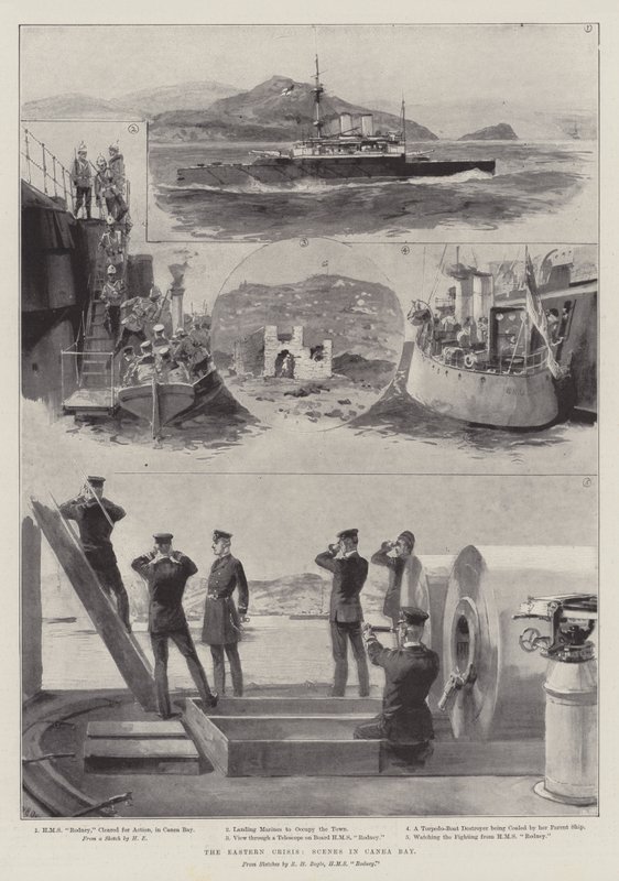 Východní krize, scény v Canea Bay od William Heysham Overend