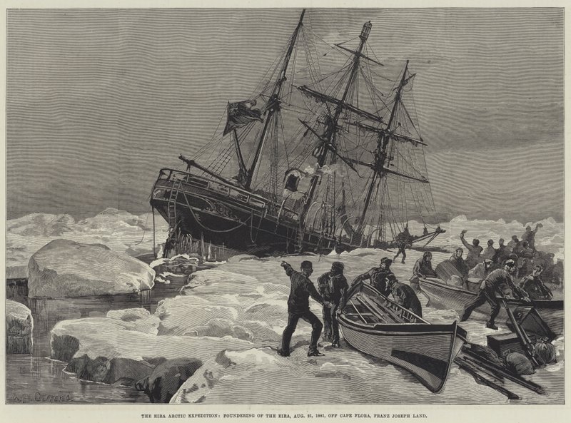 Expedice Eira Arctic Expedition, založení Eira, 21. srpna 1881, u mysu Flora, Země Františka Josefa od William Heysham Overend