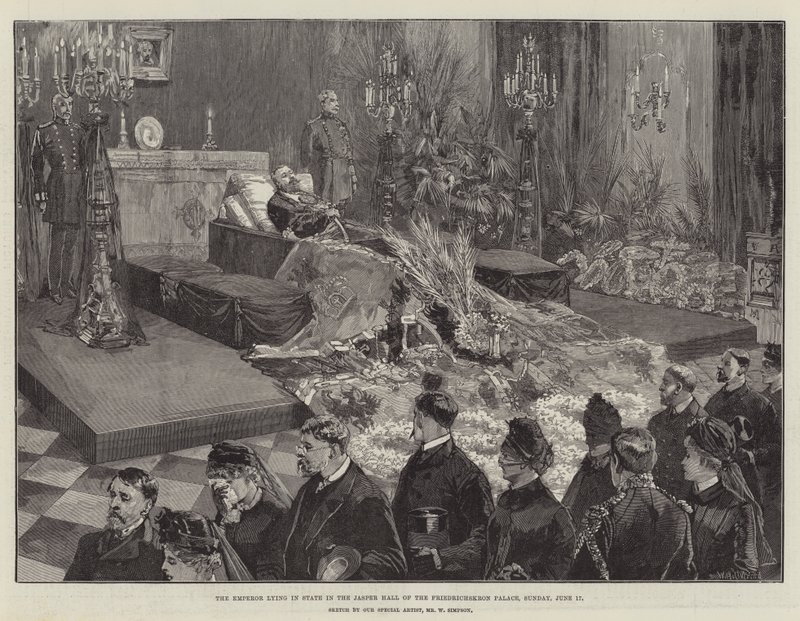 Císař odpočívá v Jaspisově sále Friedrichskronského paláce, neděle 17. června. od William Heysham Overend