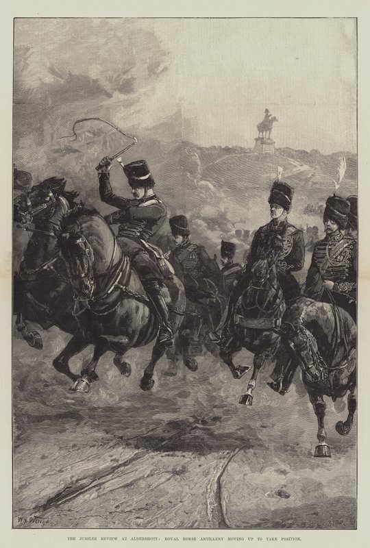 Jubilejní revize v Aldershottu, Royal Horse Artillery postupuje, aby zaujala pozici od William Heysham Overend