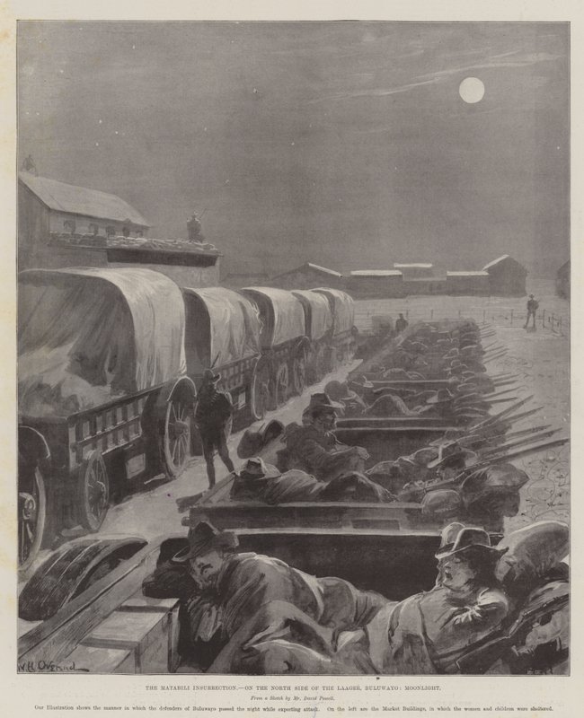 Povstání Matabele, na severní straně Laageru, Bulawayo, Moonlight od William Heysham Overend