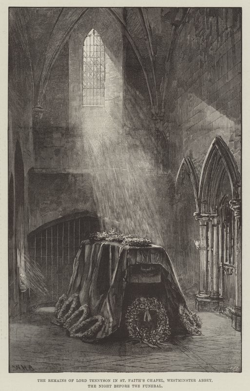 Ostatky lorda Tennysona v kapli St Faith, Westminster Abbey, noc před pohřbem od William Heysham Overend