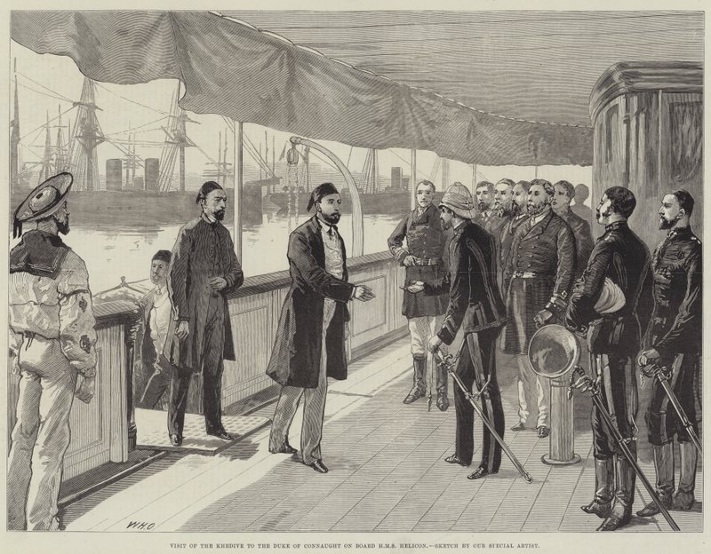 Návštěva Khedive u vévody z Connaughtu na palubě HMS Helicon od William Heysham Overend