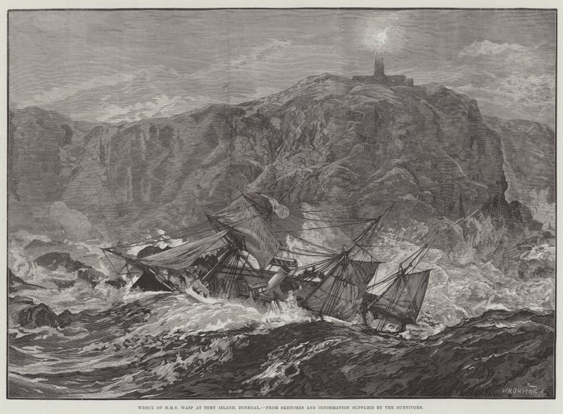 Vrak lodi HMS Wasp na ostrově Tory, Donegal od William Heysham Overend