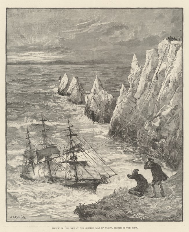 Wreck of the Irex at the Needles, Isle of Wight, Rescue of the Crew od William Heysham Overend