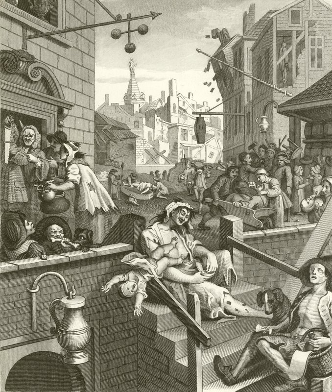 Beer Street a Gin Lane od William Hogarth