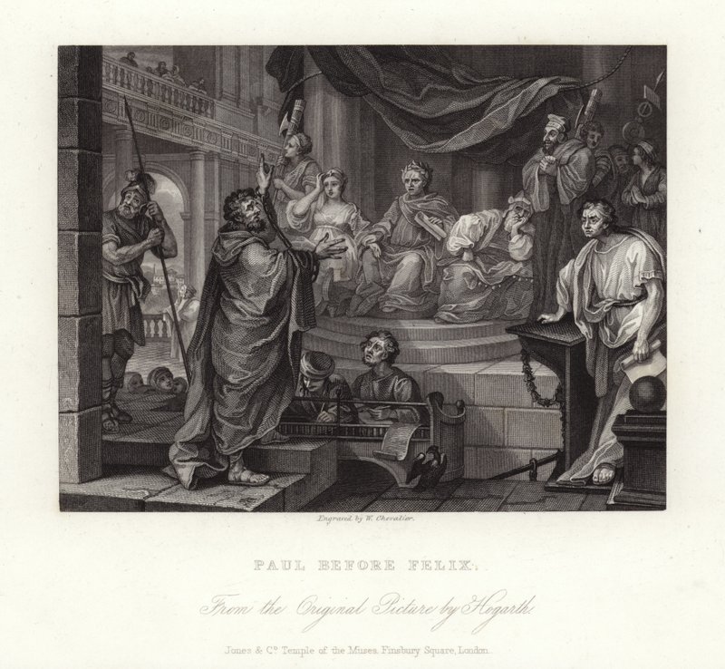Pavel před Felixem od William Hogarth