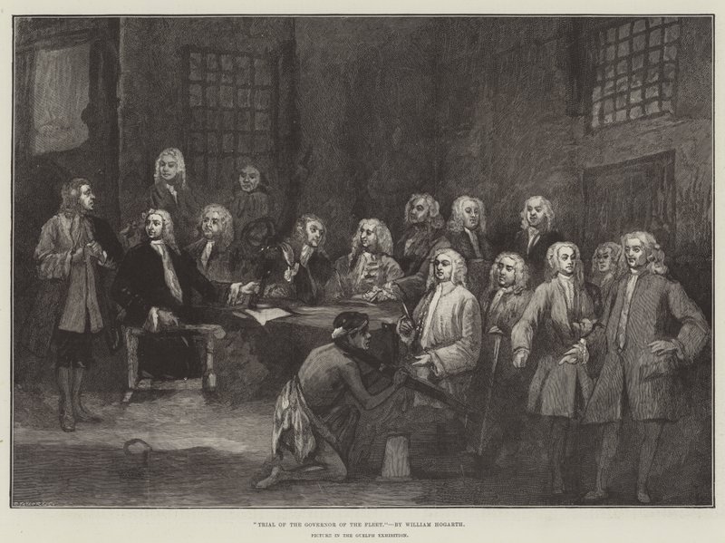 Soud s guvernérem flotily od William Hogarth