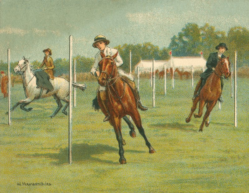 Závody historické a moderní, závody v ohybu (chromolitho) od William Hounsom Byles