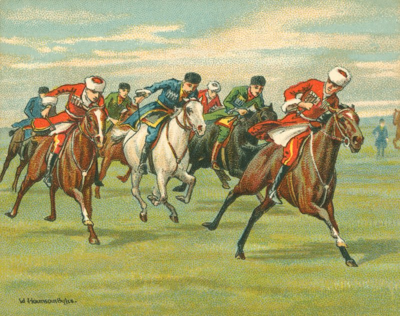 Historické a moderní dostihy, kozácké dostihy (chromolitho) od William Hounsom Byles