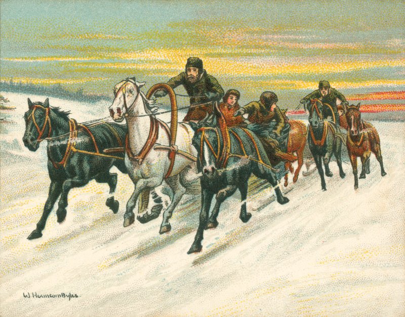 Historické a moderní závody, ruské závody saní (chromolitho) od William Hounsom Byles