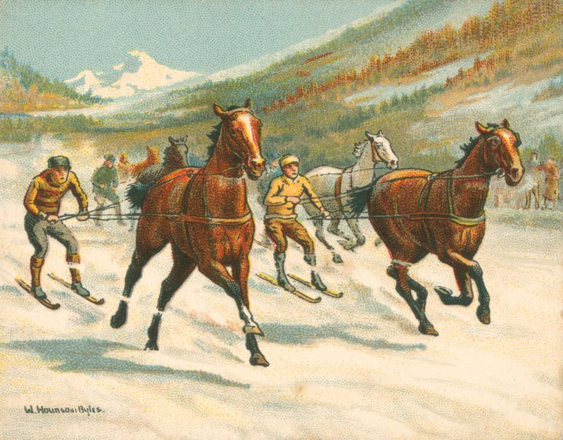 Historické a moderní závody, Ski-Joring (chromolitho) od William Hounsom Byles
