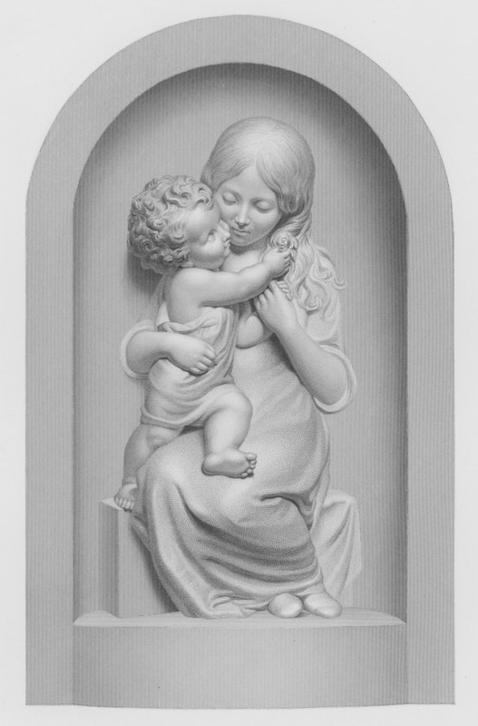 Sestra a bratr, vyryl W Roffe z Alto-Relievo od A Munro (rytina) od William John Roffe