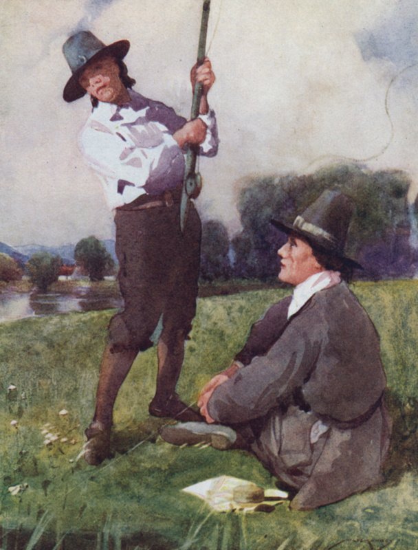 Ilustrace pro The Compleat Angler od Izaaka Waltona (barevné lito) od William Lee Hankey