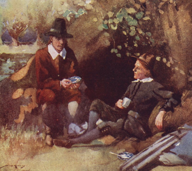 Ilustrace pro The Compleat Angler od Izaaka Waltona (barevné lito) od William Lee Hankey