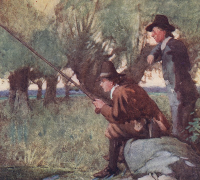 Ilustrace pro The Compleat Angler od Izaaka Waltona (barevné lito) od William Lee Hankey