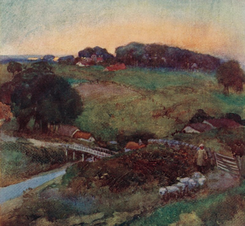 Ilustrace pro The Deserted Village od Olivera Goldsmitha (barevné lito) od William Lee Hankey